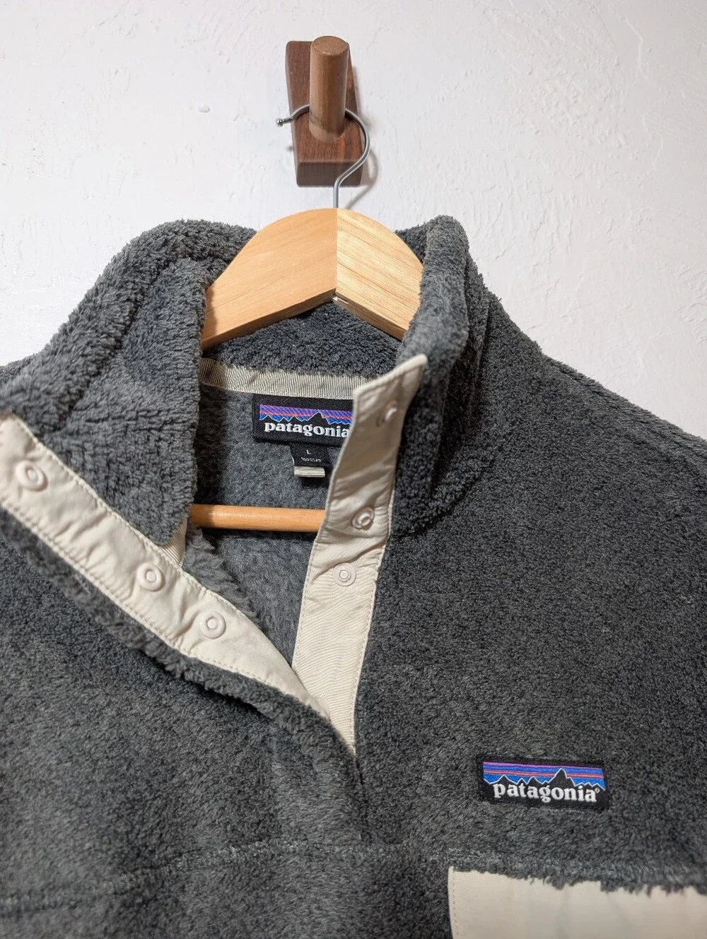 Patagonia Women's Gray Re-Tool Fleece Pullover 1/4 Snap Button Outdoors Camping